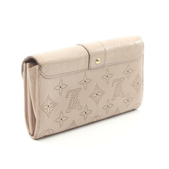 Louis Vuitton Wallet Leather Beige Long Mahina Bifold Sable Iris - Picture 1 of 7